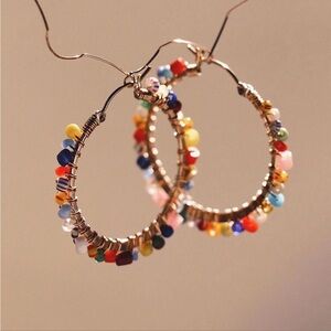 Beck beaded Parker medium hoops and necklace, sold as set. NWOT.